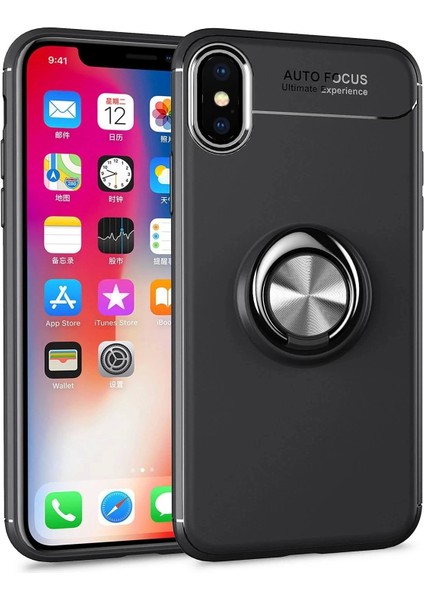 Bfs iPhone Xs Max Kılıf Range Yüzüklü Silikon - Siyah