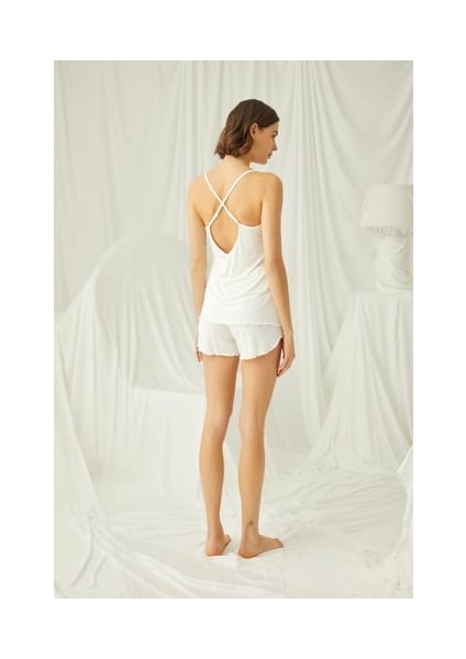 Monamise Göğüs ve Sırt Dekolteli Brode Dantelli Şort Takımı modelleri