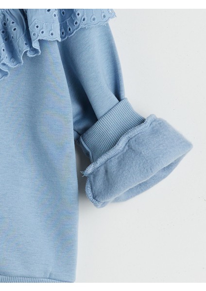 Yeni Sezon Bisiklet Yaka Fırfırlı Kız Çocuk Sweatshirt modelleri