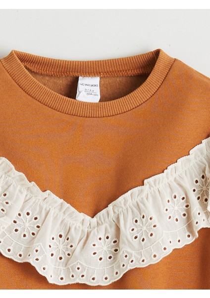 Yeni Sezon Bisiklet Yaka Fırfırlı Kız Çocuk Sweatshirt modelleri