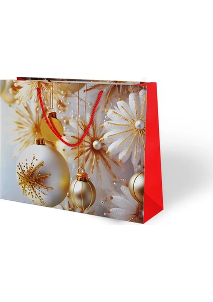 32X26 Lüks Pearl Karton Çanta Varak Baskılı -Yılbaşı Temalı- fiyatları