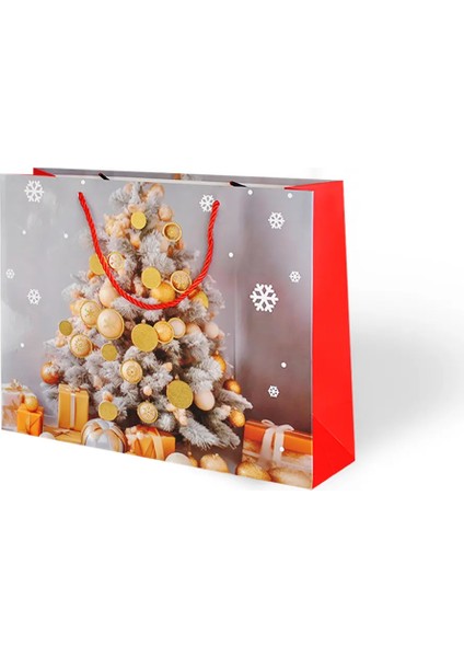 32X26 Lüks Pearl Karton Çanta Varak Baskılı -Yılbaşı Temalı- modelleri