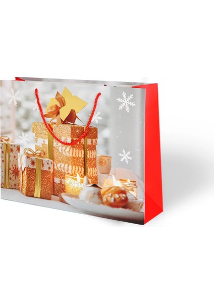 32X26 Lüks Pearl Karton Çanta Varak Baskılı -Yılbaşı Temalı- fırsatları
