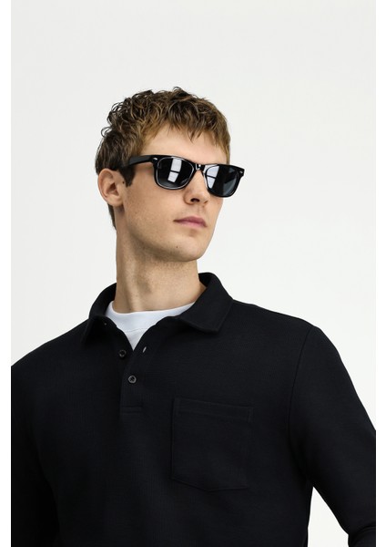 Polo Yaka Regular Fit Desenli Pamuk Sweatshırt modelleri