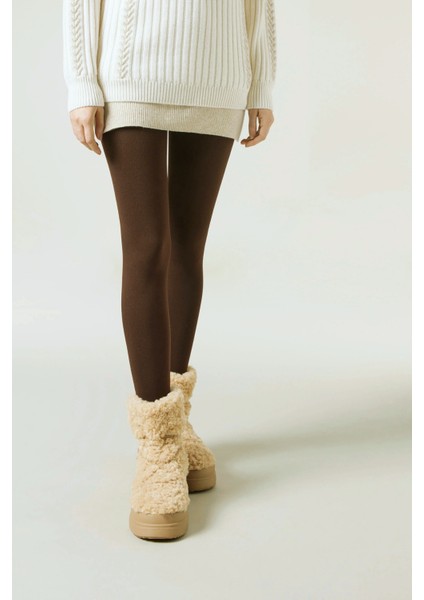 Mikro Termal Cotton Acı Kahve Rengi Kadın Kaçmaz Külotlu Çorap