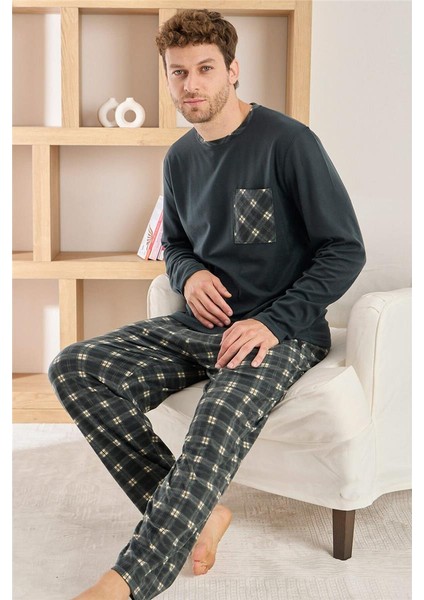 Antrasit Siyah Ekose Desenli Elegant Erkek pijama takımı