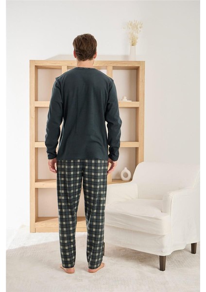 Antrasit Siyah Ekose Desenli Elegant Erkek pijama takımı modelleri