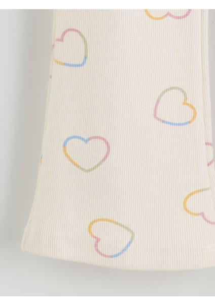 Yeni Sezon Beli Lastikli Kalp Baskılı Kız Çocuk Tayt fiyatları