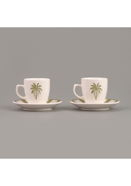 Kitchen Palm 4 Parça Kahve Fincanı Takımı - Renkli - 90 ml