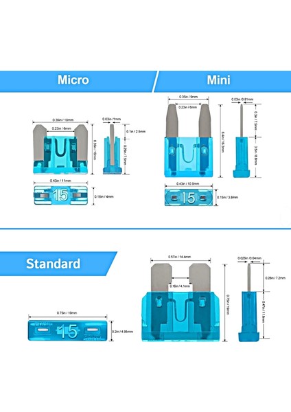 Oto Araç Bıçak Sigorta Micro-Mini-Standart Boy Sigorta 300'LÜ Set 2-3-5-7.5-10-15-20-25-30-35-40 Amper fiyatları