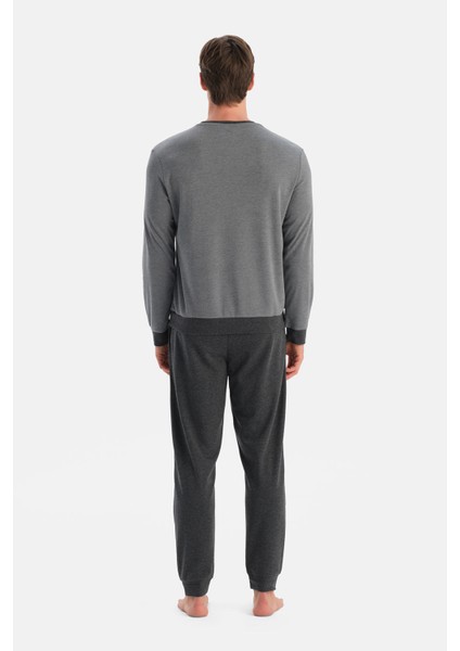 Antrasit Melanj Jakar Desenli Interlok Pijama Takımı fiyatları