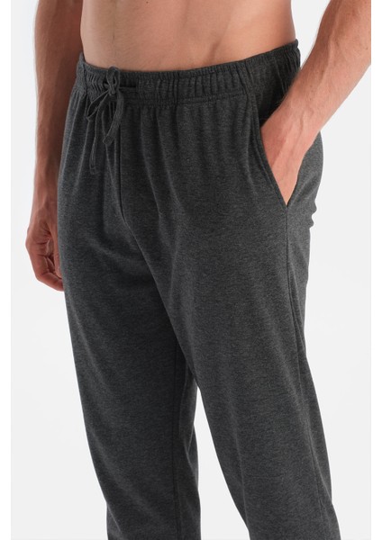 Antrasit Melanj Jakar Desenli Interlok Pijama Takımı