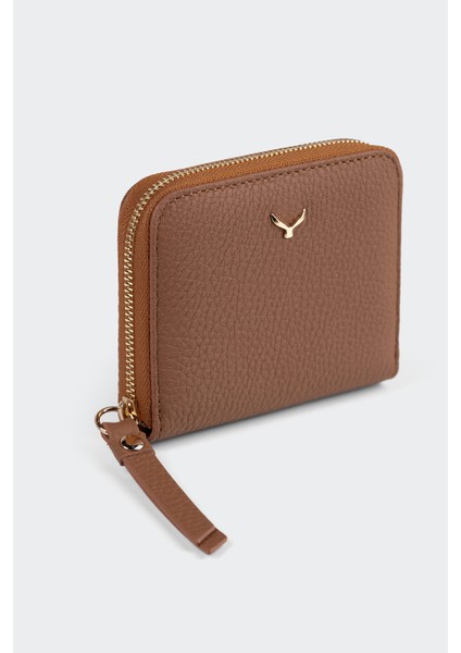 Hakiki Deri, El Yapımı, Kadın Cüzdan, Fermuarlı, 4 Kart Yuvası, 5108 Camel fırsatları