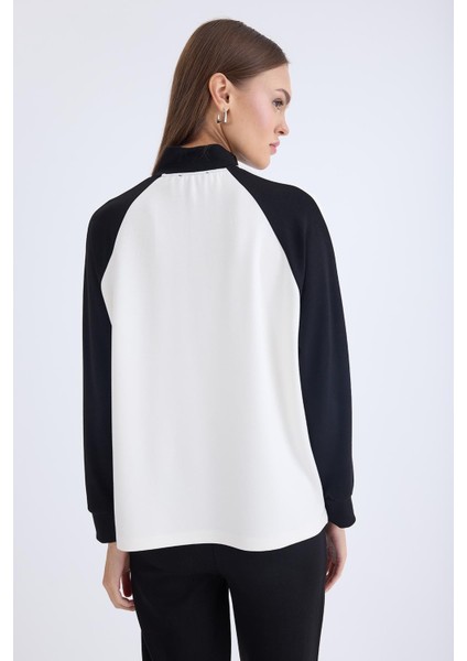 Iki Renk Yarım Fermuarlı Uzun Kol Sweat modelleri