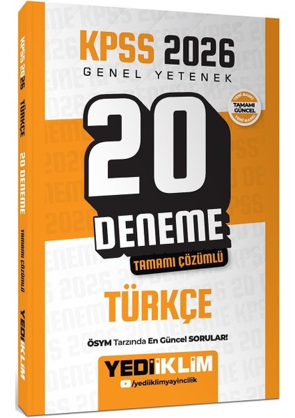 Kpss 2026 Genel Yetenek Türkçe Tamamı Çözümlü 20 Deneme