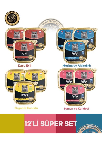 Plus Karışık Set 12'li Yetişkin Kedi Maması – 12 × 85 G