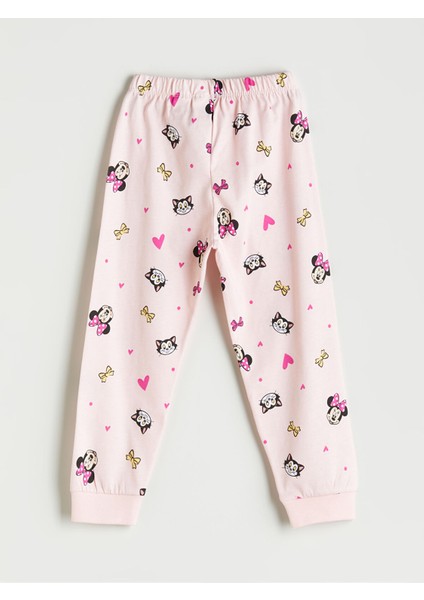 Yeni Sezon Bisiklet Yaka Minnie Mouse Baskılı Kız Çocuk Pijama Takımı indirimleri
