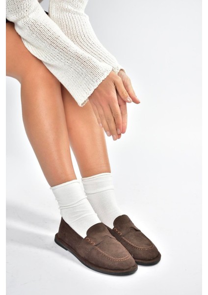 V846872102 Kahverengi Süet Günlük Kadın Ayakkabı