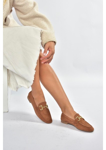 V780161202 Taba Süet Günlük Kadın Ayakkabı