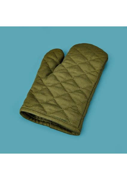Gabardin Fırın Eldiveni - Yeşil - 17X30 cm
