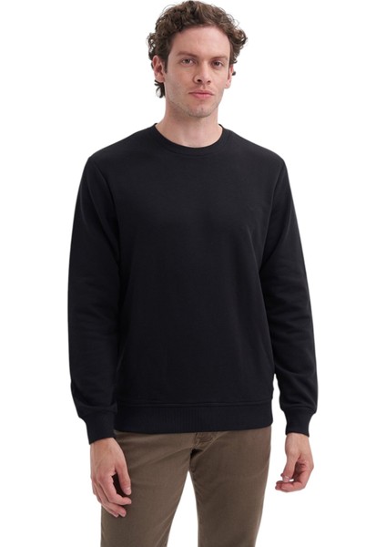 Slim Fit Likralı Pamuklu Süprem Kumaş Sweatshirt