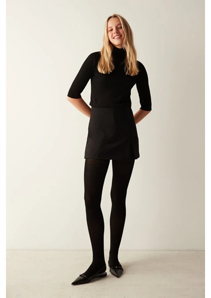 Siyah Termal Içi Polarlı Yırtılmaya ve Kaçmaya Dayanıklı Kadın Külotlu Çorap