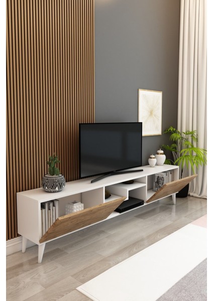 Model Z 150 cm Tv Ünitesi – Dekoratif Raflı Televizyon Ünitesi Iki Kapaklı Modern Tv Sehpası | Televizyon Konsolu fiyatları