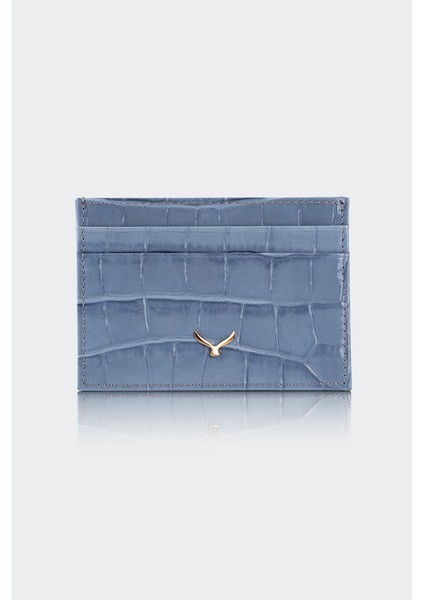 Hakiki Deri, El Yapımı, Kadın Kartlık, 4 Kart Yuvalı, 5503 Mavi