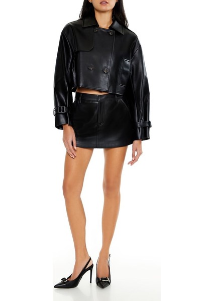 Suni Deri Kısa Trençkot fiyatları