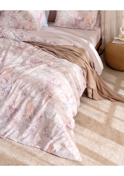 Perline Çift Kişilik %100 Pamuk Ranforce Baskılı Nevresim Takımı - Pudra fiyatları