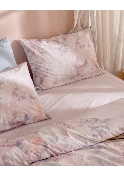 Perline Çift Kişilik %100 Pamuk Ranforce Baskılı Nevresim Takımı - Pudra modelleri