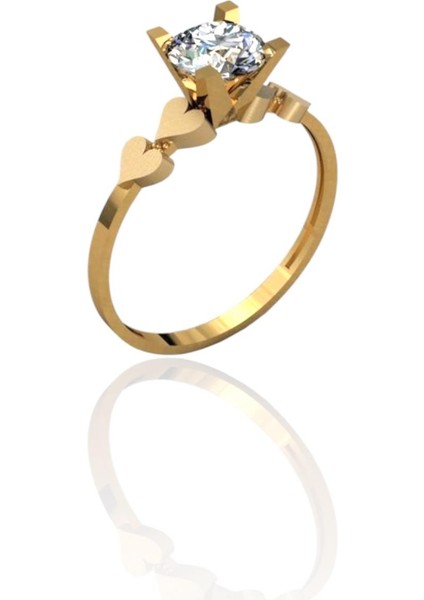 Kalpli Klasik Tektaş Sade ve Şık 14 Ayar Altın Yüzük