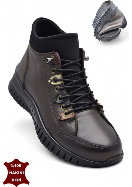 1988 Tam Ortopedik Siyah Hakiki Deri Kadın Bot Lastikli Fermuarlı Kışlık Anne Deri Bot