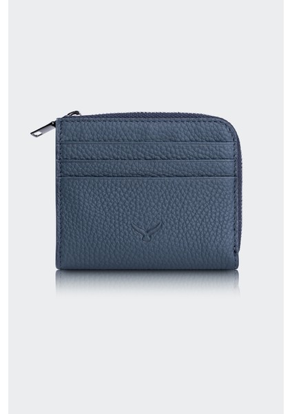 Hakiki Deri, El Yapımı, Erkek Kartlık, 6 Kart Yuvalı, 4506 Koyu Mavi