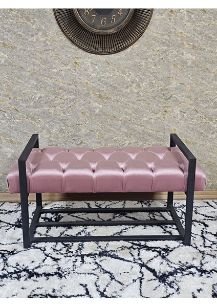 Siyah Boyalı Metal 80 cm Puf Bench - Antre Puf - Hol Bench - Puf - Oturak - Bench Pembe Renk 90 x 45 Boyut/ebat fiyatları