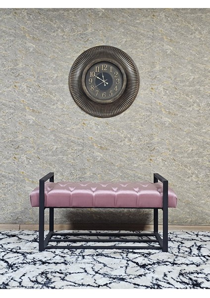 Siyah Boyalı Metal 80 cm Puf Bench - Antre Puf - Hol Bench - Puf - Oturak - Bench Pembe Renk 90 x 45 Boyut/ebat modelleri