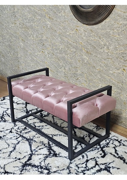 Siyah Boyalı Metal 80 cm Puf Bench - Antre Puf - Hol Bench - Puf - Oturak - Bench Pembe Renk 90 x 45 Boyut/ebat fırsatları