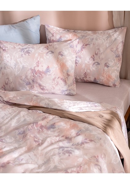 Perline Çift Kişilik %100 Pamuk Ranforce Baskılı Nevresim Takımı - Pudra fırsatları