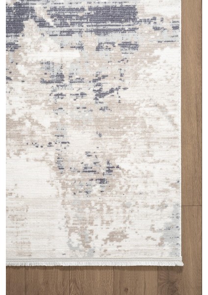 Indigo ID008M Beyaz Mavi Modern Desen Akrilik Iplik Tozuaz Pamuk Taban Salon Mutfak Halısı indirimleri