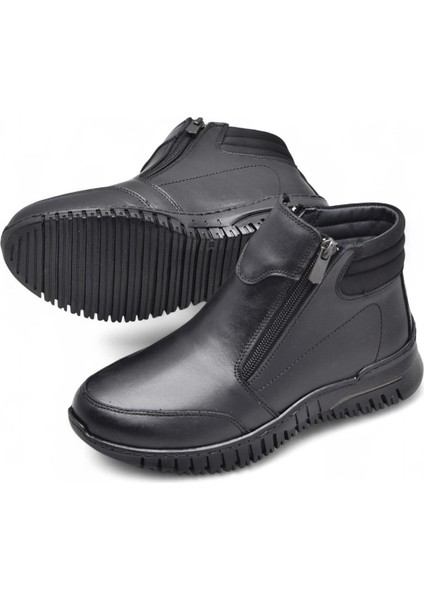 1456 Tam Ortopedik Siyah Hakiki Deri Kadın Bot Çift Fermuarlı Anne Kışlık Deri Bot fırsatları