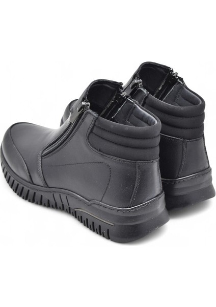 1456 Tam Ortopedik Siyah Hakiki Deri Kadın Bot Çift Fermuarlı Anne Kışlık Deri Bot indirimleri