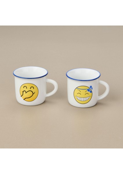 Gülen Yüz Desenli Türk Kahvesi Fincanı - Asorti - 80 ml