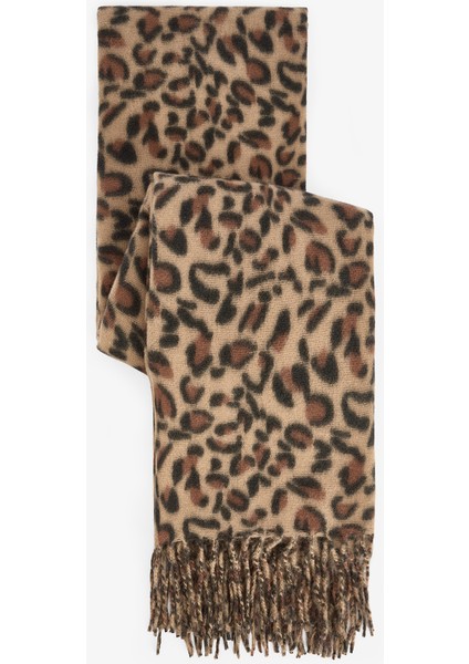 Leopar Desenli Yumuşak Dokulu Atkı