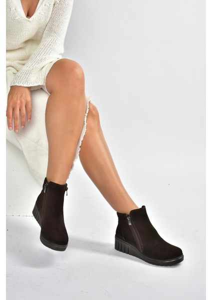 V324800402 Kahverengi Hakiki Deri Süet Kadın Bot fırsatları