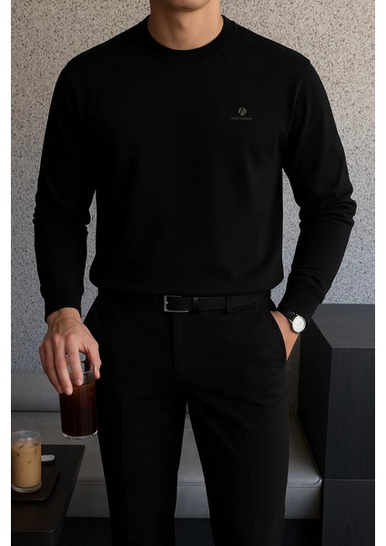 Erkek Uzun Kollu Kalın Salaş Rahat Siyah Sweatshirt fırsatları