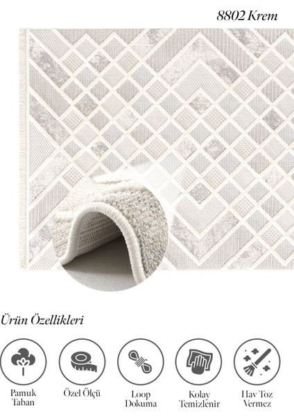 Boca J. 8002 Soft Geometrik Özel Ölçü Bukle Yumuşacık Salon Antre Mutfak Halı Yolluk fırsatları