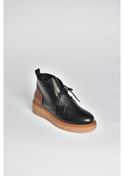 V555011003 Siyah Hakiki Deri Comfort Ortopedik Taban Bağcıklı Kadın Bot indirimleri