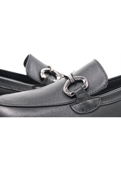 449 Deri Toka Detaylı Kadın Loafer Ayakkabı - Siyah modelleri