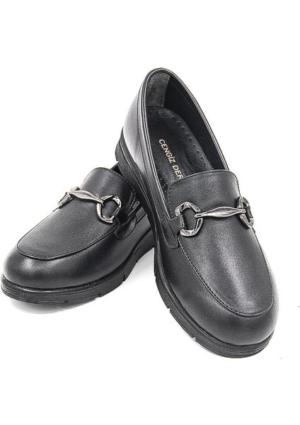 449 Deri Toka Detaylı Kadın Loafer Ayakkabı - Siyah indirimleri
