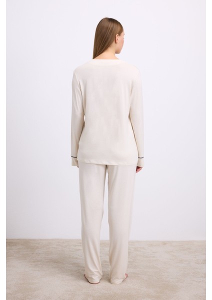 11614 Bayan Pijama Takım -Fdişi - -- M fiyatları